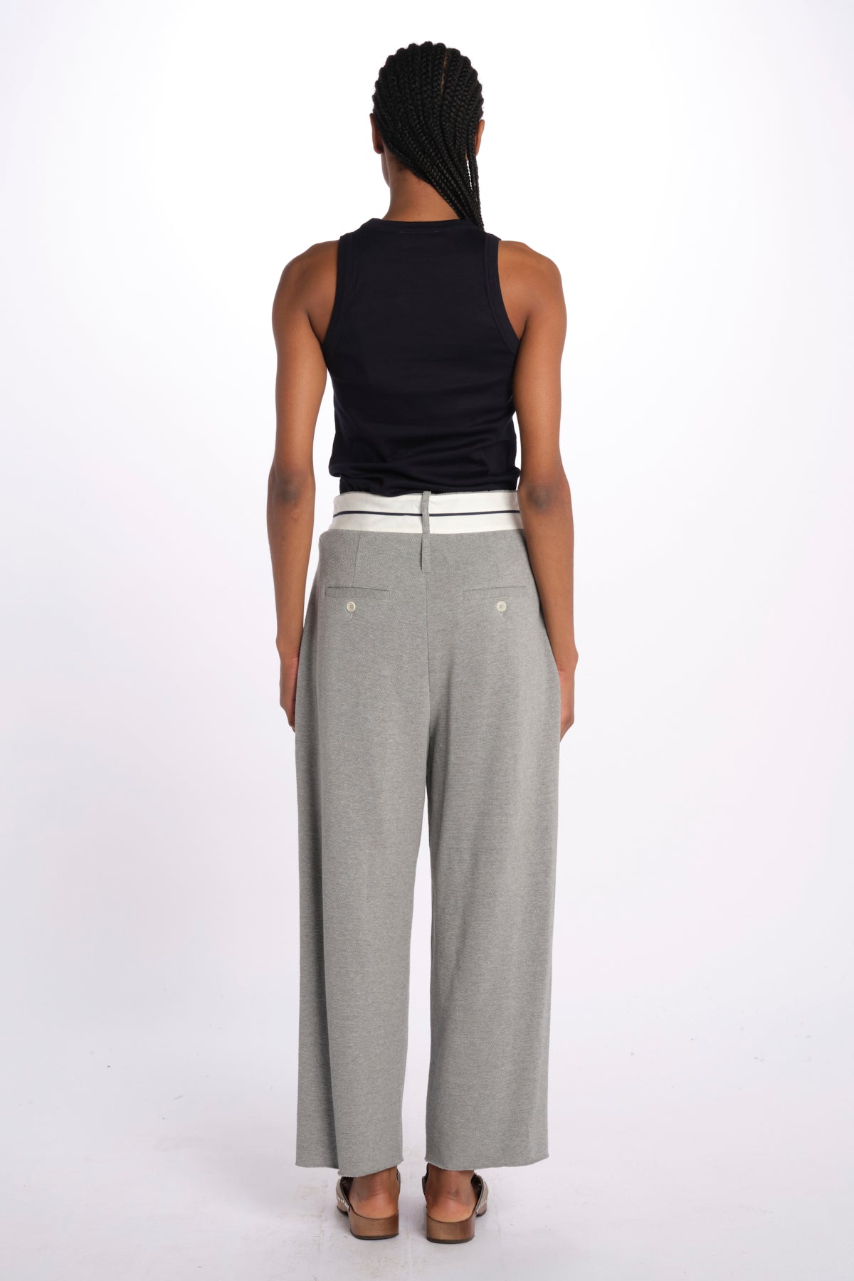 Pantalone  pences con cintura bianca DIANA PANT GREY jejia 
