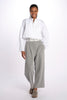 Pleated trousers with white belt
