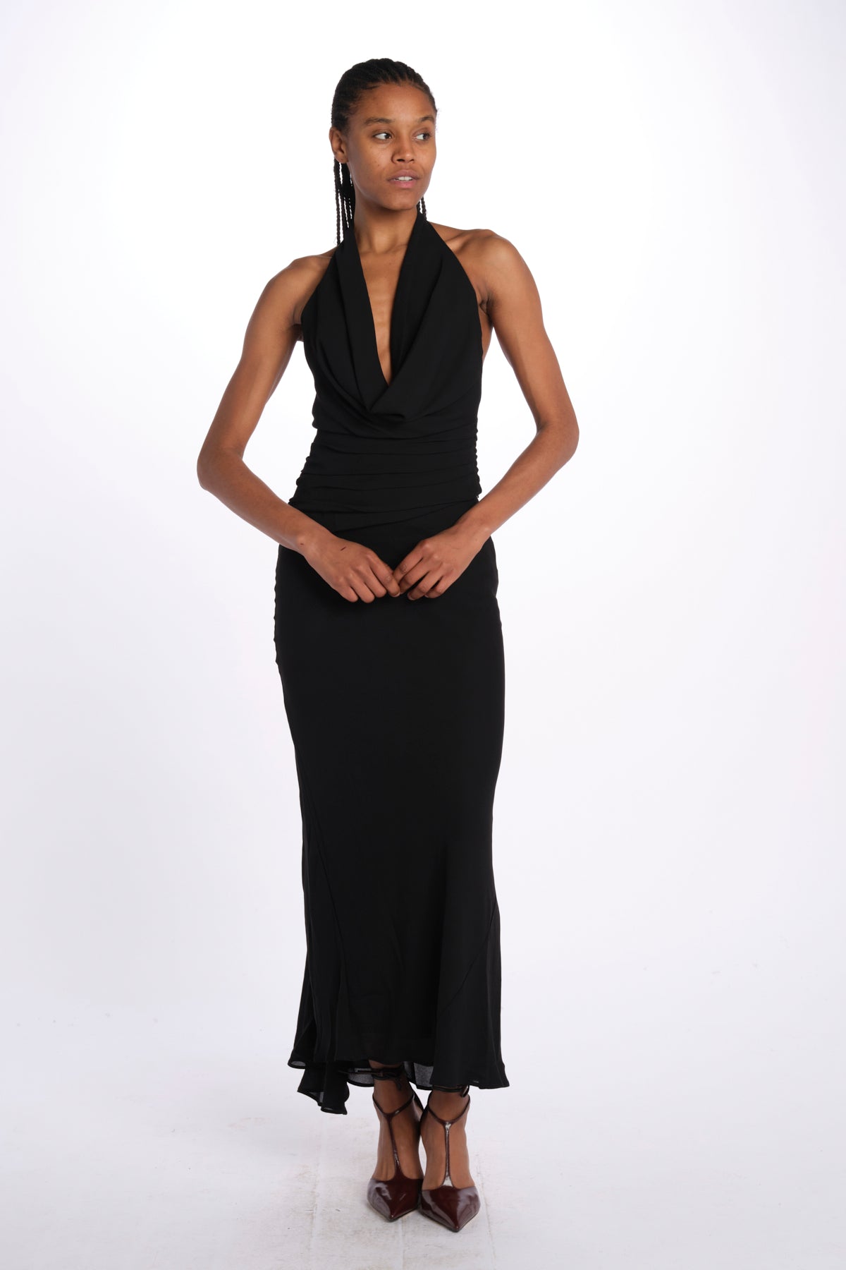 Top TALIA scollo con drappeggi T147 018 BLACK just bee queen 