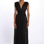 MIKONOS maxi abito con scollo senza maniche MIKONOS NOIR laraethnics 