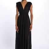 MIKONOS maxi abito con scollo senza maniche MIKONOS NOIR laraethnics 