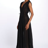 MIKONOS maxi abito con scollo senza maniche MIKONOS NOIR laraethnics 