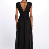 MIKONOS maxi abito con scollo senza maniche MIKONOS NOIR laraethnics 