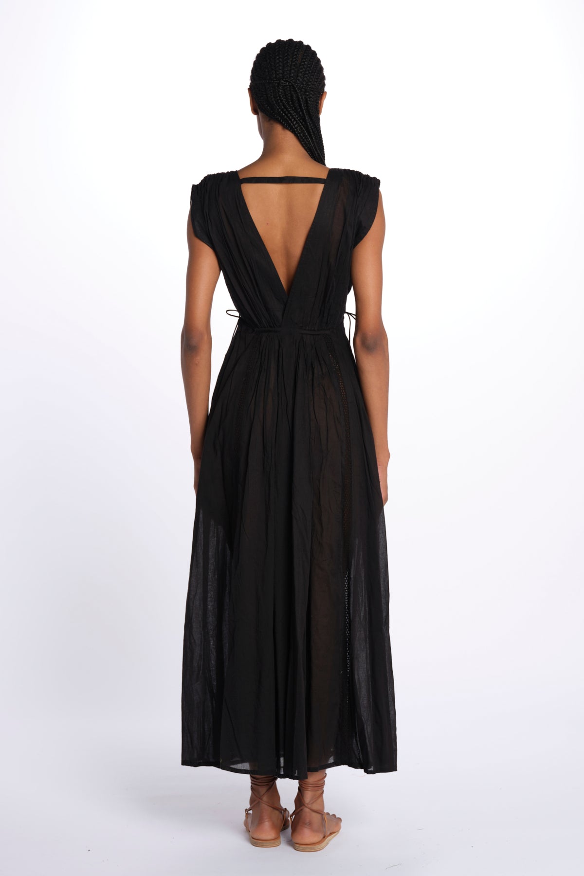 MIKONOS maxi abito con scollo senza maniche MIKONOS NOIR laraethnics 