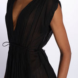 MIKONOS maxi abito con scollo senza maniche MIKONOS NOIR laraethnics 