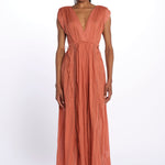 MIKONOS maxi abito con scollo senza maniche MIKONOS RUST laraethnics 
