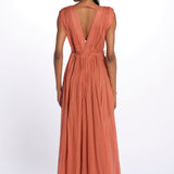 MIKONOS maxi abito con scollo senza maniche MIKONOS RUST laraethnics 