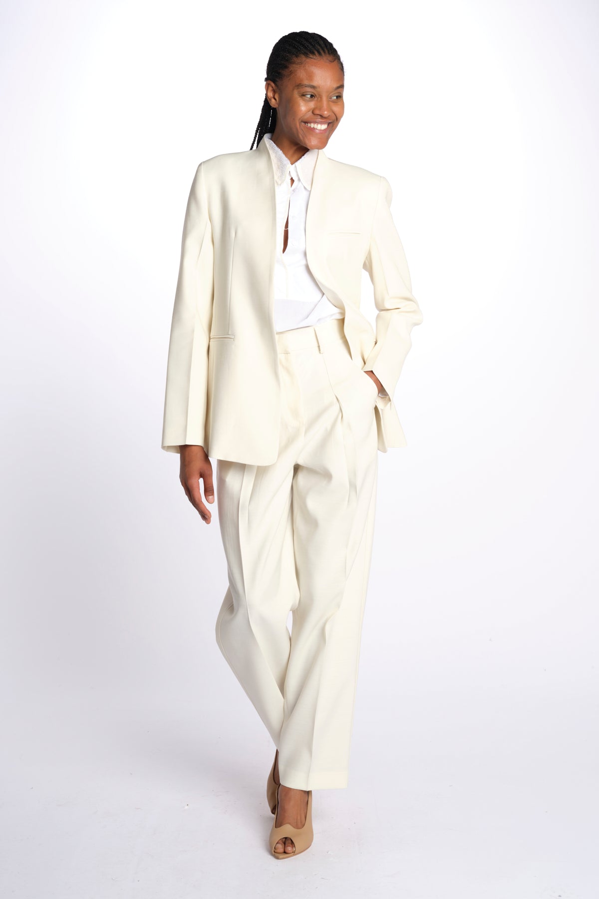 Pantaloni con pences 142706 IVORY lvir 