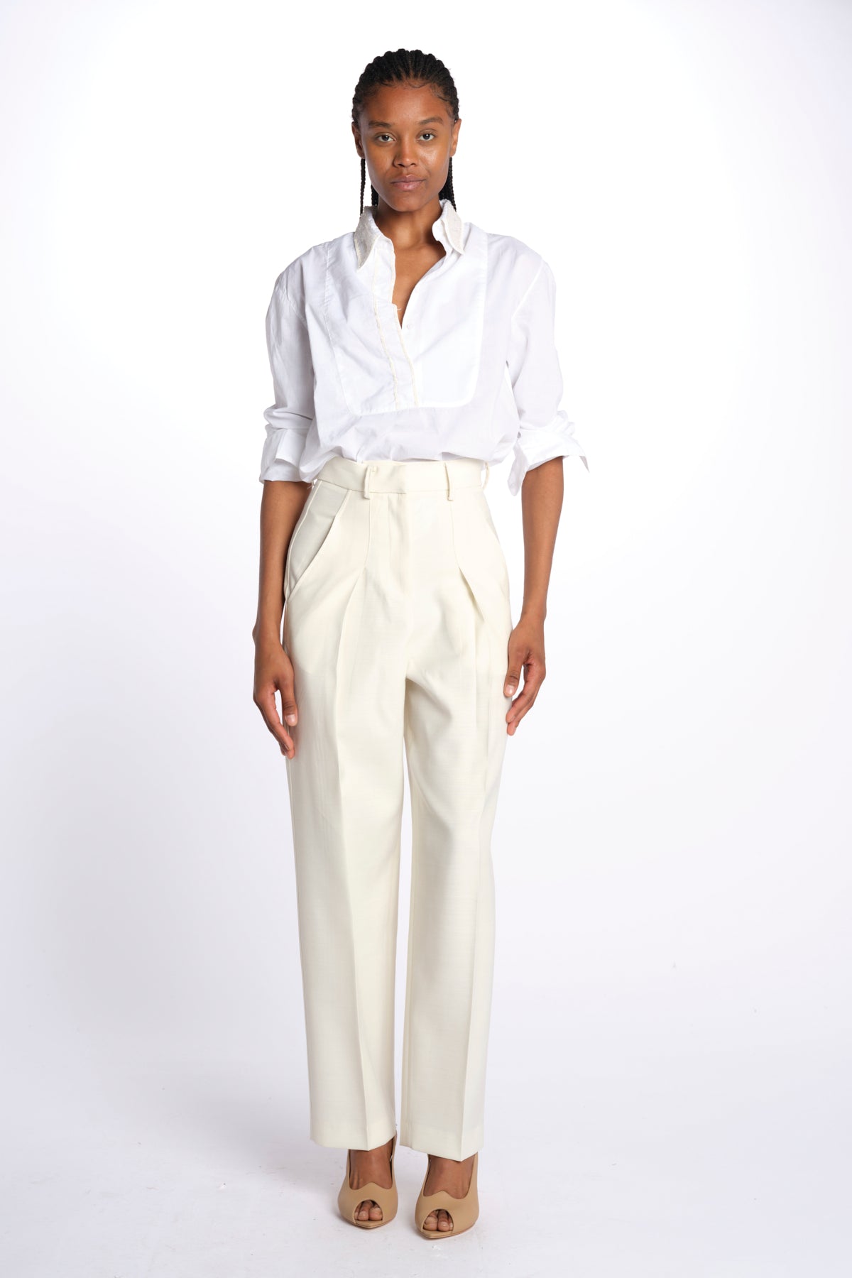 Pantaloni con pences 142706 IVORY lvir 
