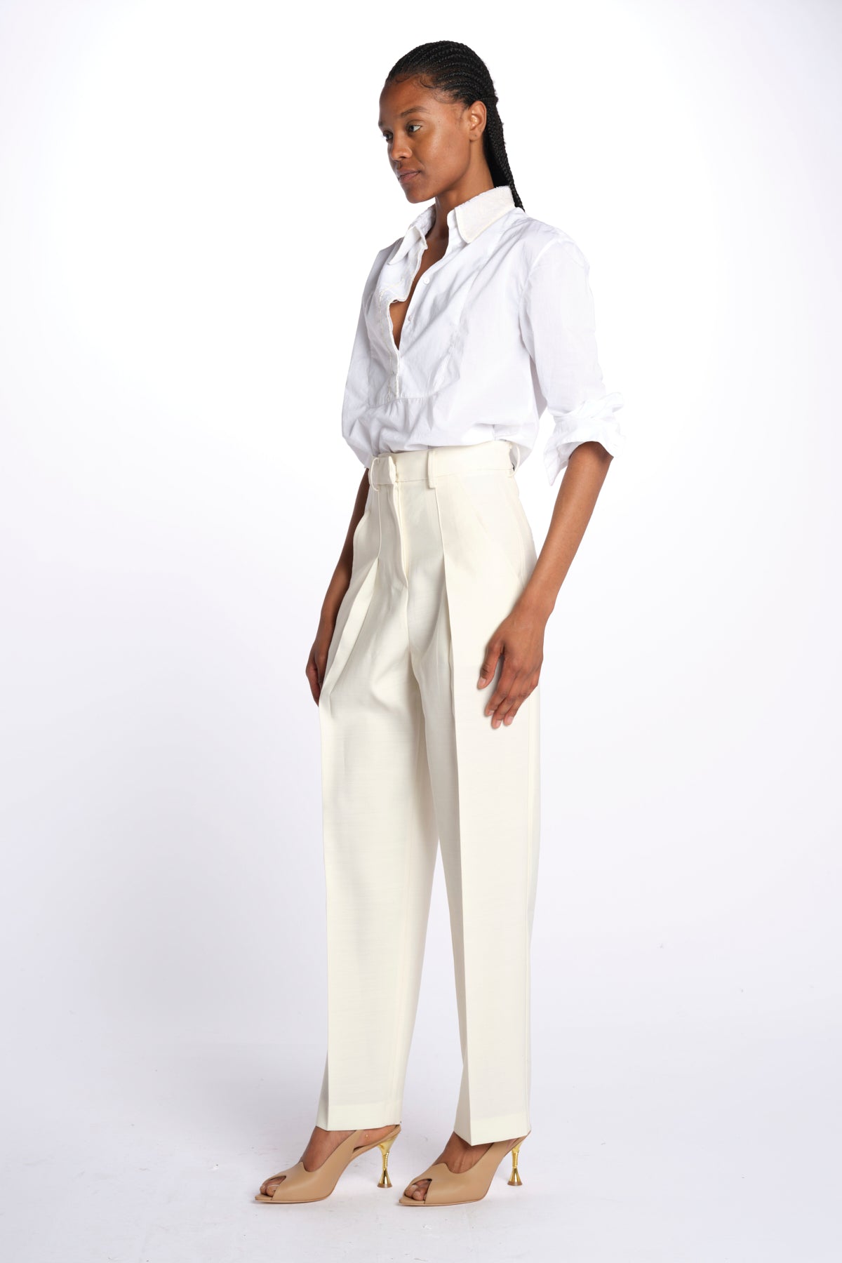 Pantaloni con pences 142706 IVORY lvir 