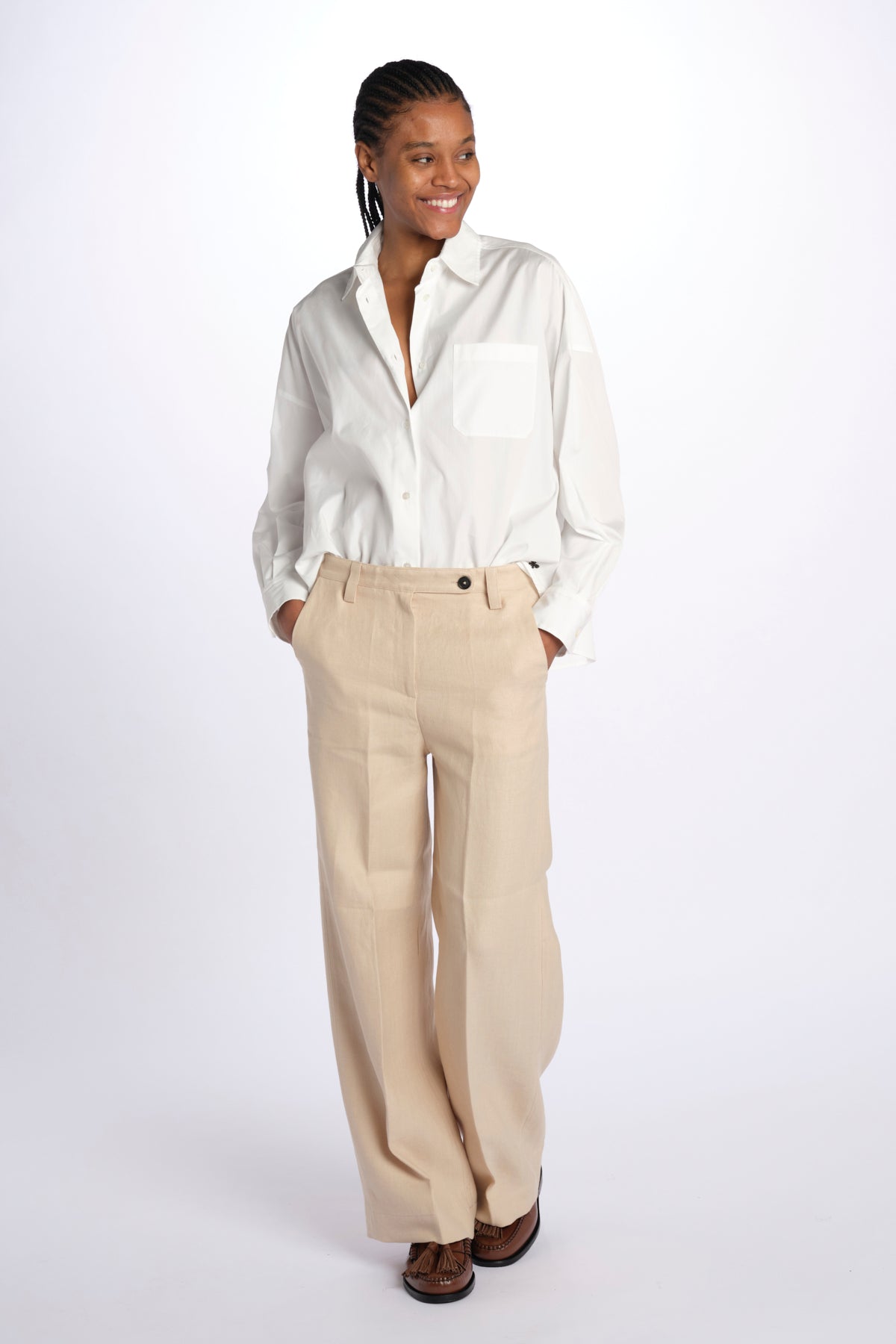 Pantalone lino spina LAMIA T2272F123 massimo alba 