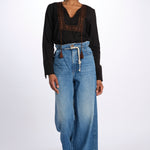 Camicia ricamo centrale BE24329 BLACKDARKBROWN milaura 