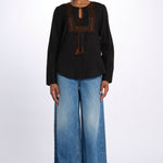 Camicia ricamo centrale BE24329 BLACKDARKBROWN milaura 