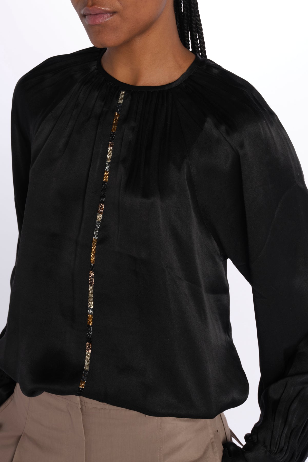 Camicia manica sbuffo CUTWORK BE24499 BLACK milaura 