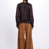 Camicia manica sbuffo CUTWORK BE24499 DARK BROWN milaura 