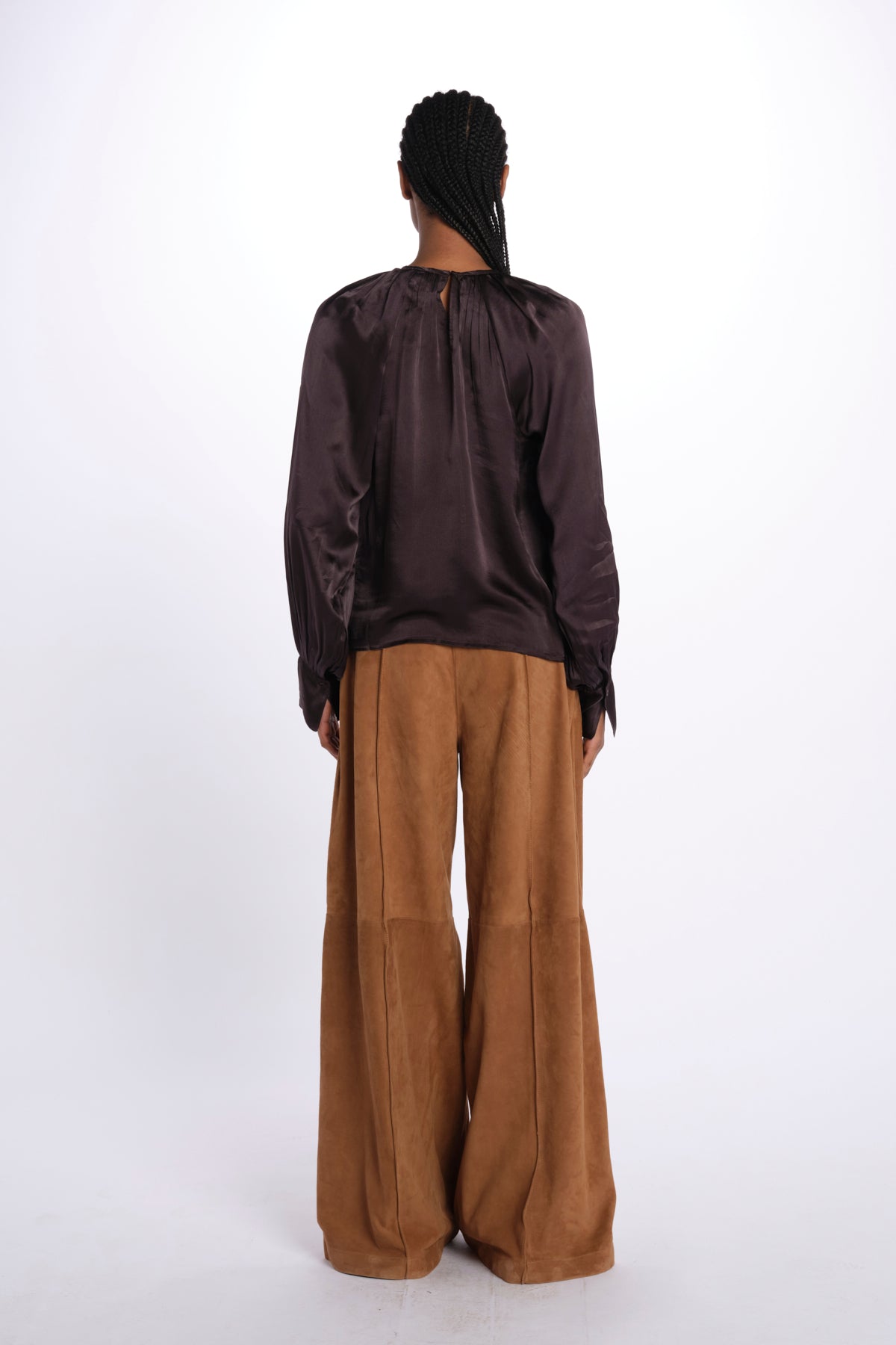 Camicia manica sbuffo CUTWORK BE24499 DARK BROWN milaura 