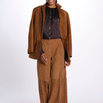 Camicia manica sbuffo CUTWORK BE24499 DARK BROWN milaura 
