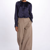 Camicia manica sbuffo CUTWORK BE24499 NAVY milaura 