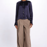 Camicia manica sbuffo CUTWORK BE24499 NAVY milaura 