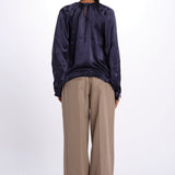 Camicia manica sbuffo CUTWORK BE24499 NAVY milaura 