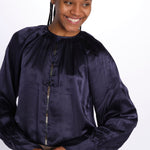 Camicia manica sbuffo CUTWORK BE24499 NAVY milaura 
