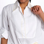 camicia con colletto in pailletes BE24552 WHITE milaura 