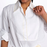 camicia con colletto in pailletes BE24552 WHITE milaura 