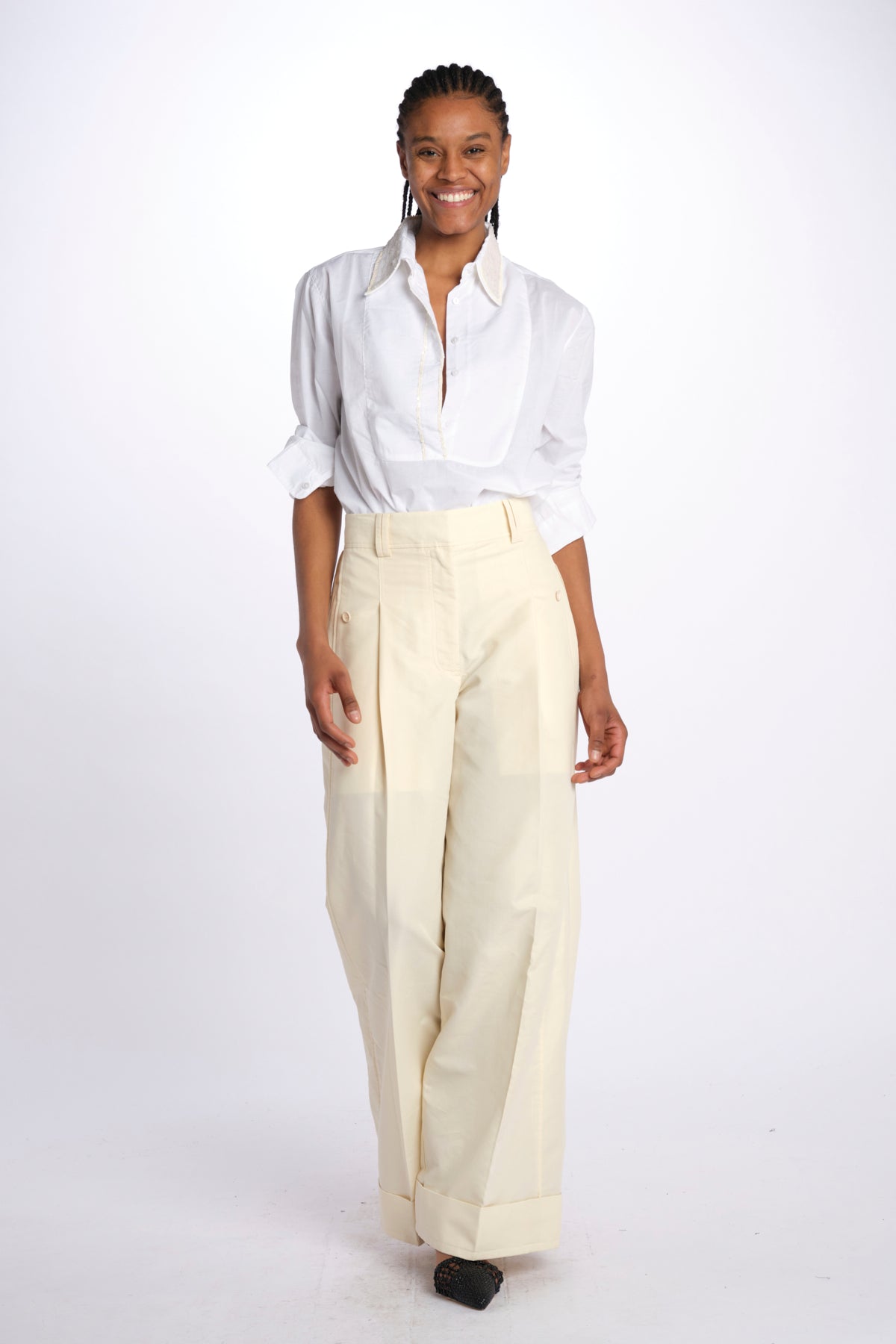 camicia con colletto in pailletes BE24552 WHITE milaura 