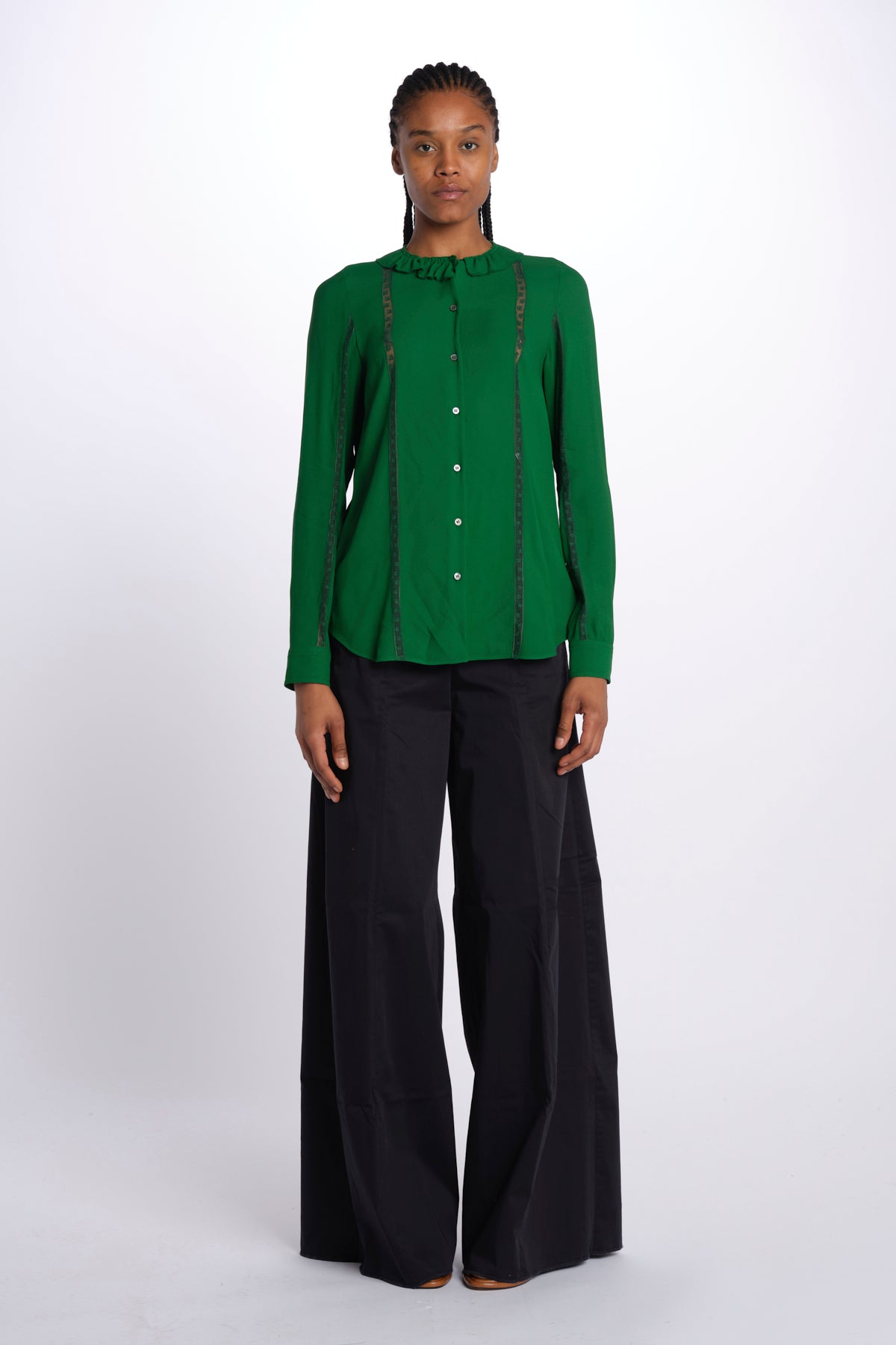 Camicia con frange e inserti pizzo G011 5340 n21 