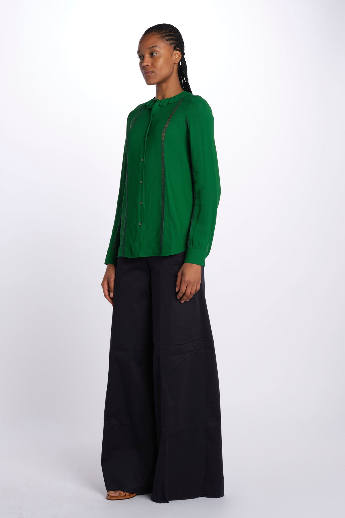 Camicia con frange e inserti pizzo G011 5340 n21 