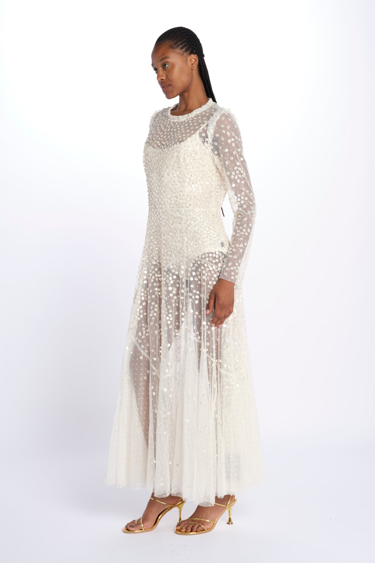 LEILA DOT SHEER LEILA DOT SHEER ANKLE GOWN CREAM needle & tread 