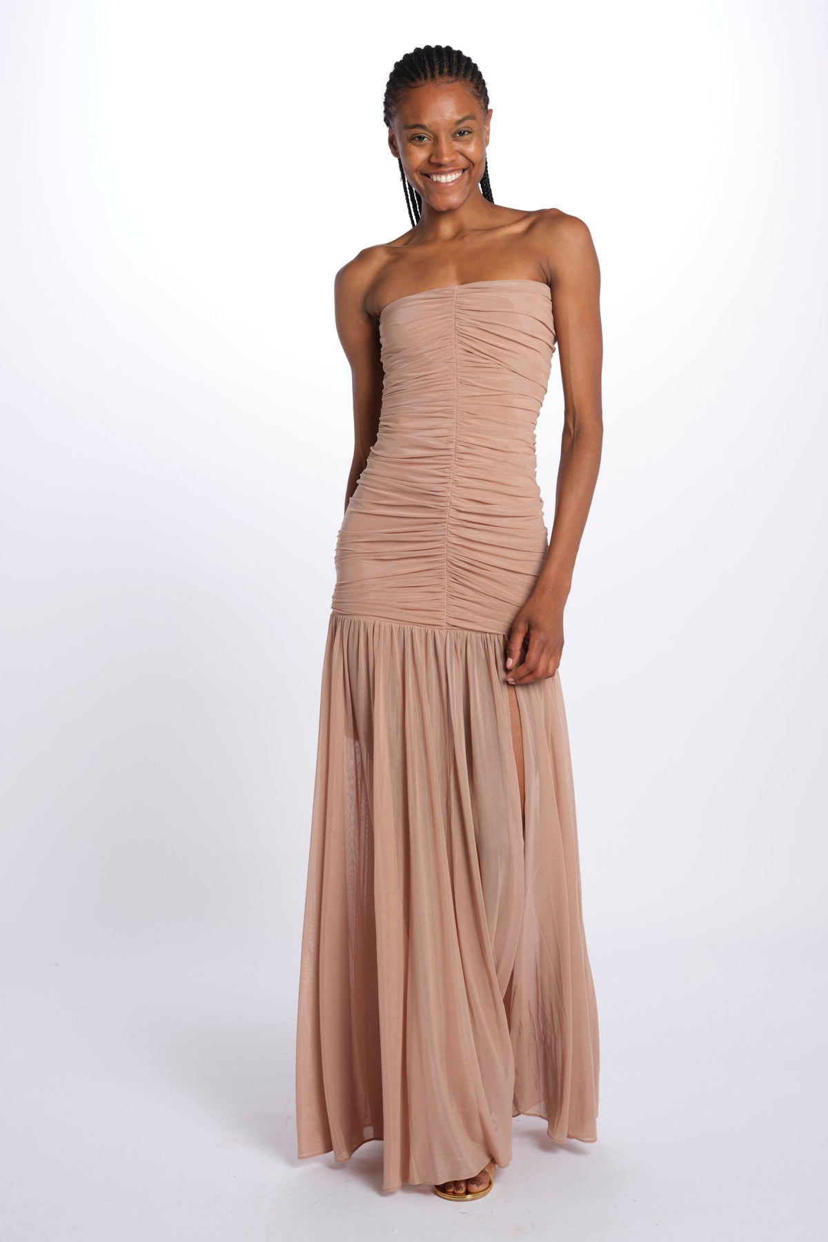 ADELE abito in tulle plisse SS24 9129 LATTE retrofete 