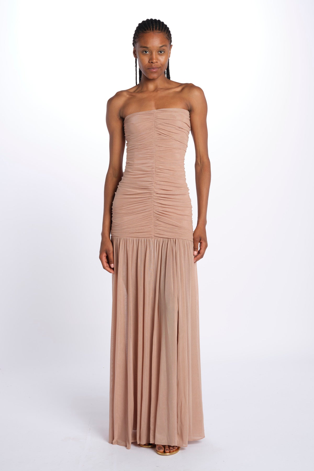 ADELE abito in tulle plisse SS24 9129 LATTE retrofete 