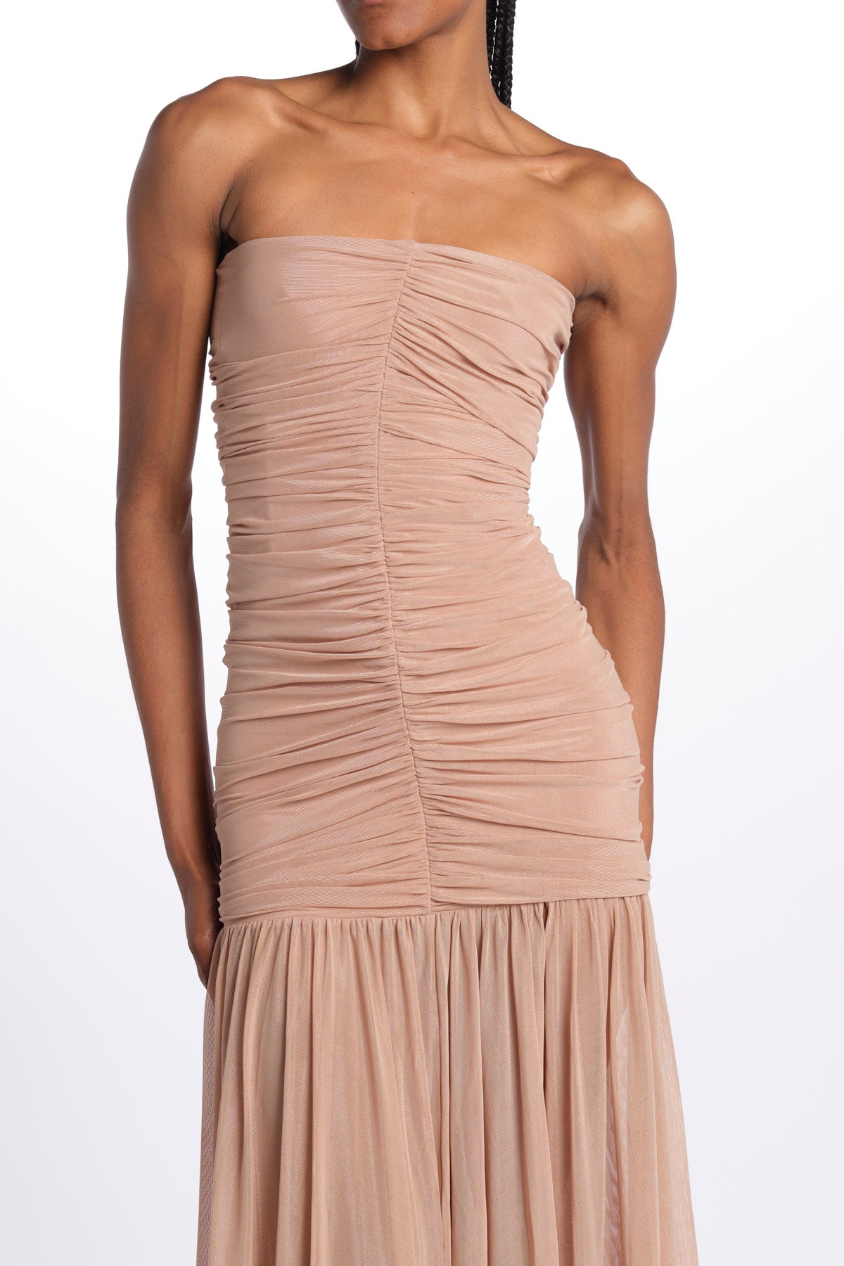 ADELE abito in tulle plisse SS24 9129 LATTE retrofete 