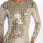 RIALTA abito lungo paillette grande SS24 9178 CHAMPAGNE retrofete 