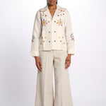 LORAINE giacca con fiori ricamati E25VE013 ECRU stella forest 