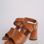 Sandalo ALLEGRA 90 MULE tacco largo F819CRC CAMEL studio AMELIA 