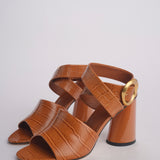 Sandalo ALLEGRA 90 MULE tacco largo F819CRC CAMEL studio AMELIA 