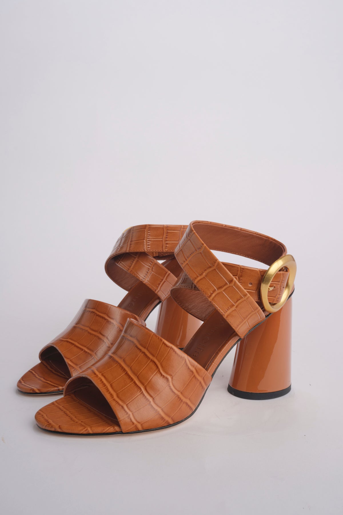 Sandalo ALLEGRA 90 MULE tacco largo F819CRC CAMEL studio AMELIA 