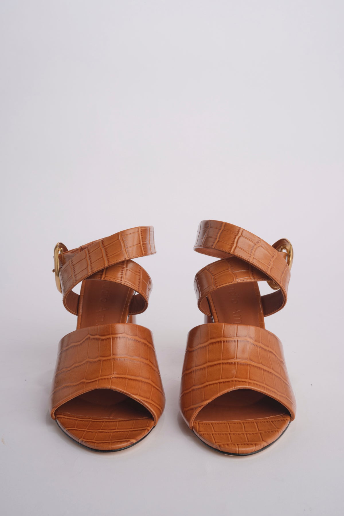 Sandalo ALLEGRA 90 MULE tacco largo F819CRC CAMEL studio AMELIA 