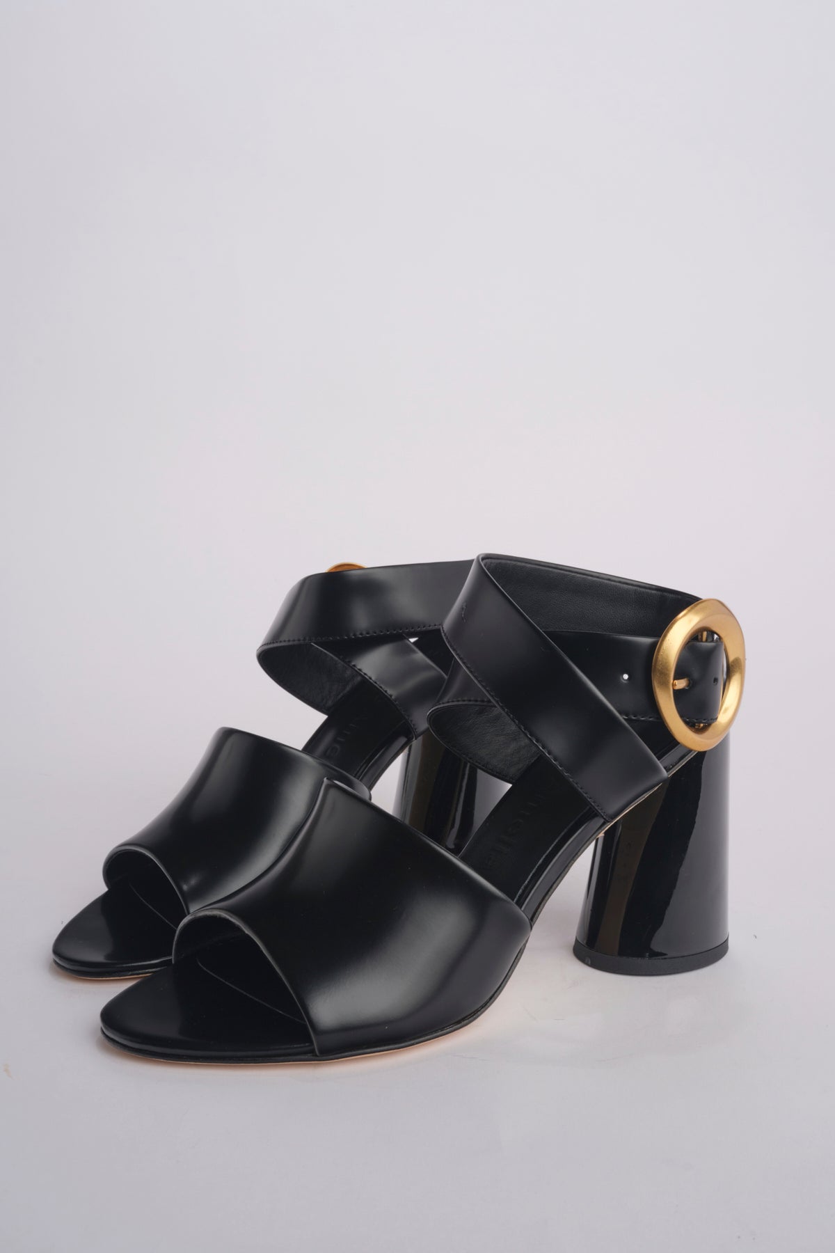 Sandalo ALLEGRA 90 MULE tacco largo F819SPZ BLACK studio AMELIA 
