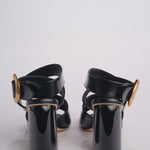 Sandalo ALLEGRA 90 MULE tacco largo F819SPZ BLACK studio AMELIA 