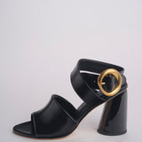 Sandalo ALLEGRA 90 MULE tacco largo F819SPZ BLACK studio AMELIA 