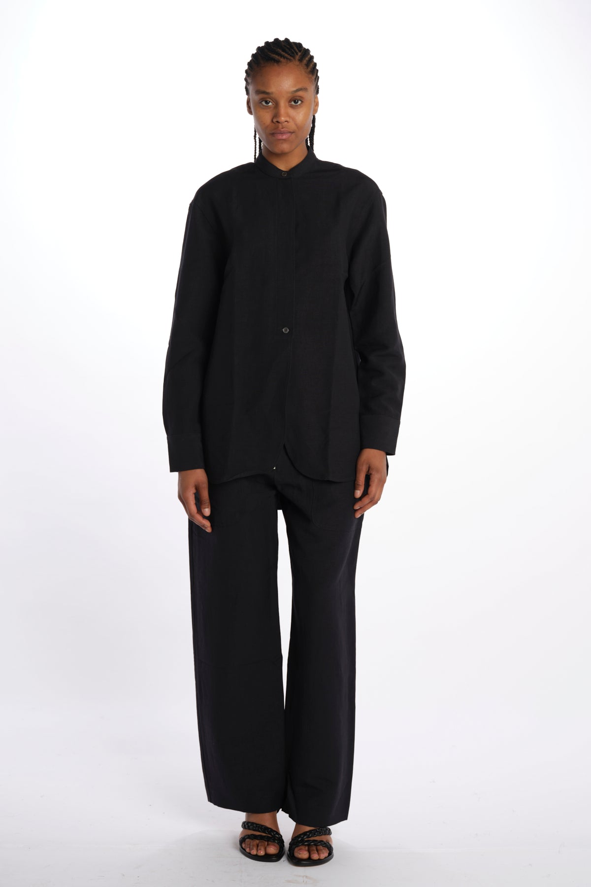 Camicia collo guru con apertura davanti BEAM1600 DARKEST NAVY studio nicholson 