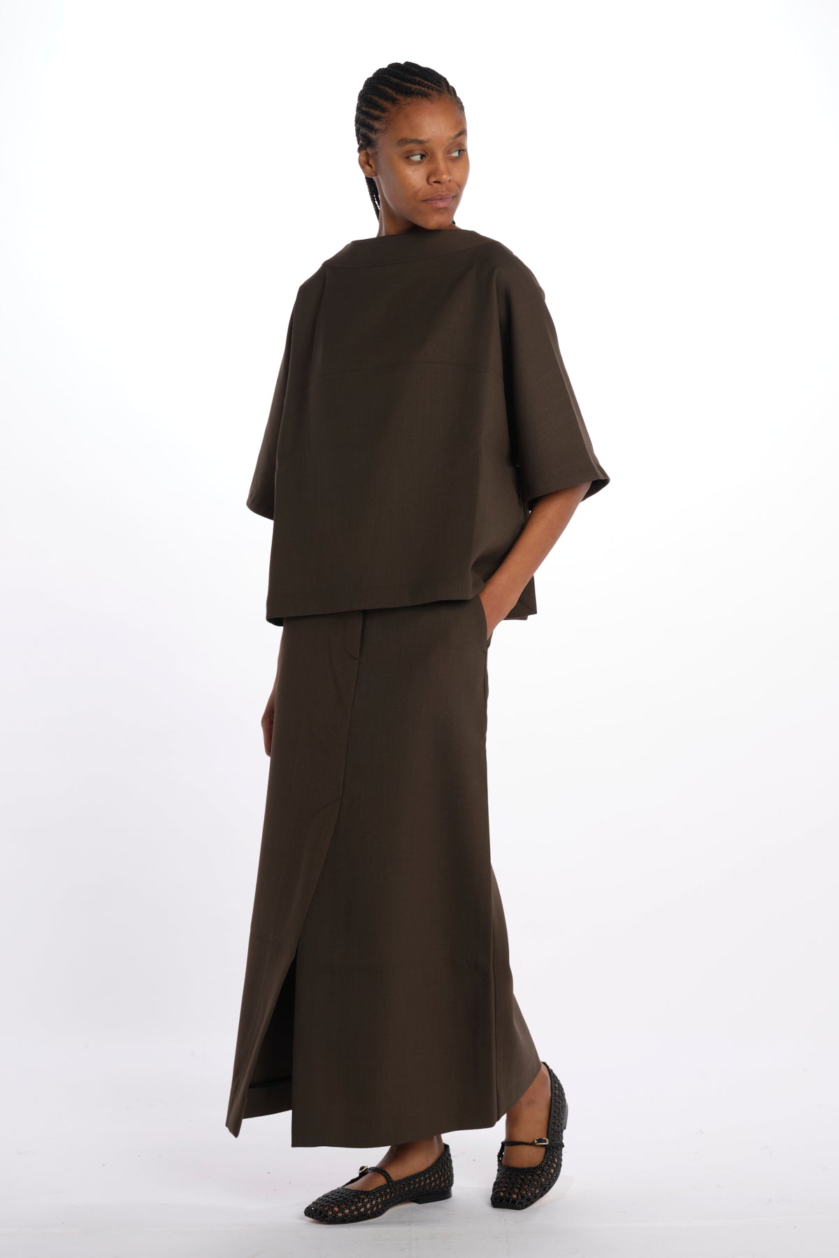 Gonna lunga con spacco davanti GAIA1564 MOSS studio nicholson 