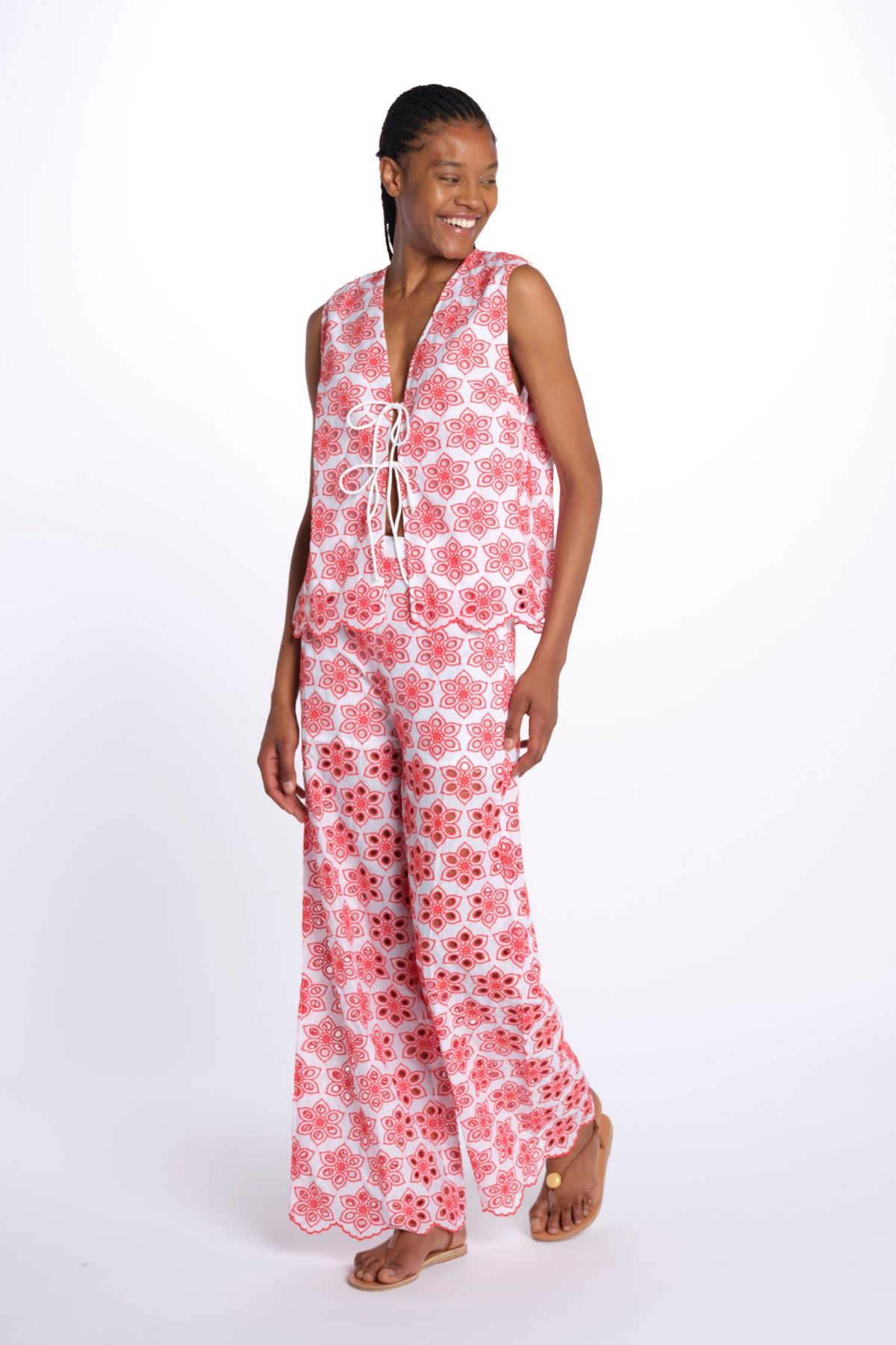 Gilet BAO TOP ricamo fiori S25016 EYELETRED sundress 