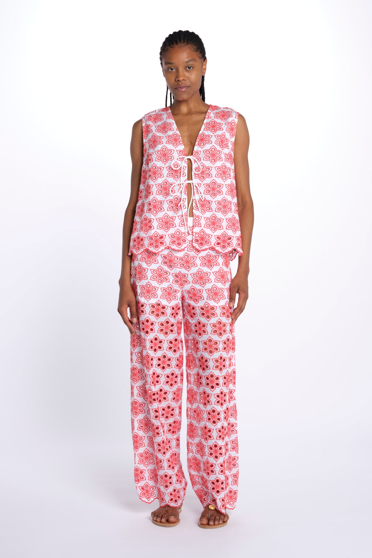 Gilet BAO TOP ricamo fiori S25016 EYELETRED sundress 