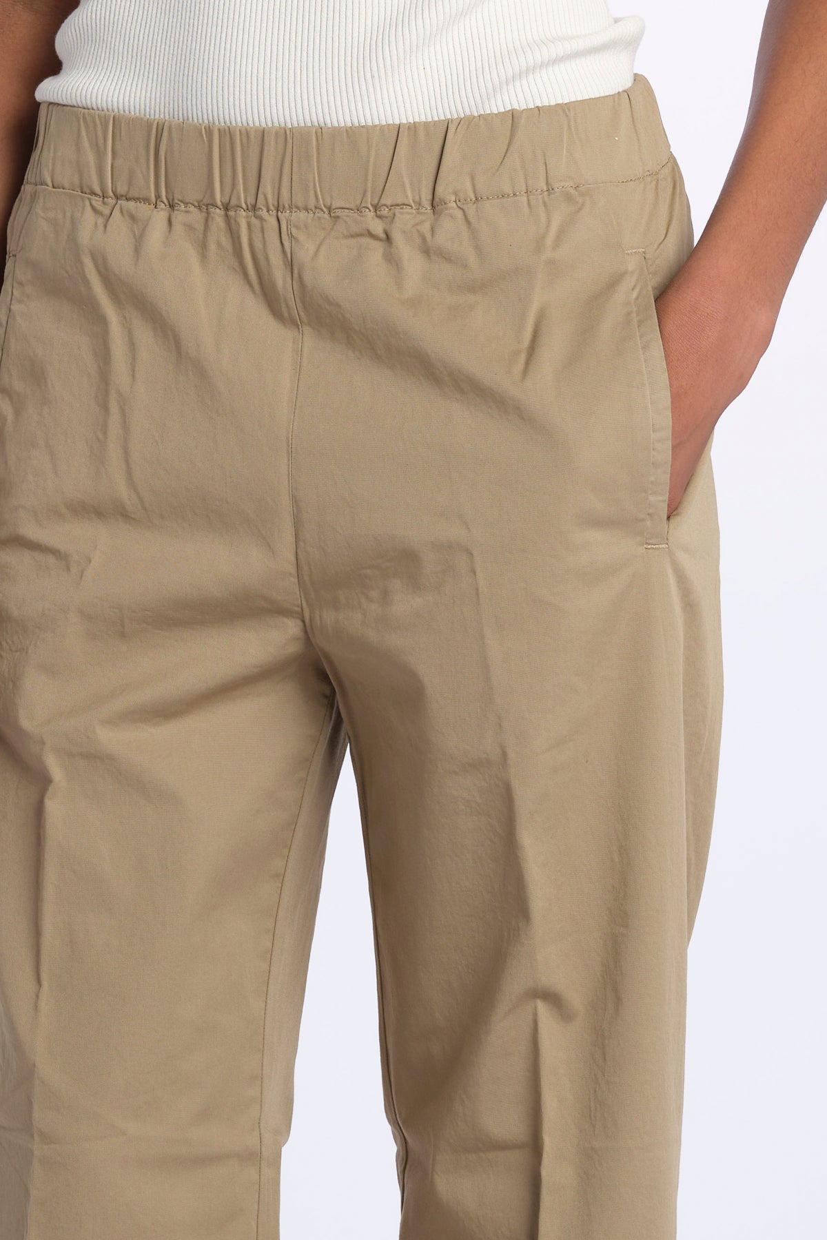Pantalone PENSIL cotone con elastico PENSIL KHAKI true avenue 