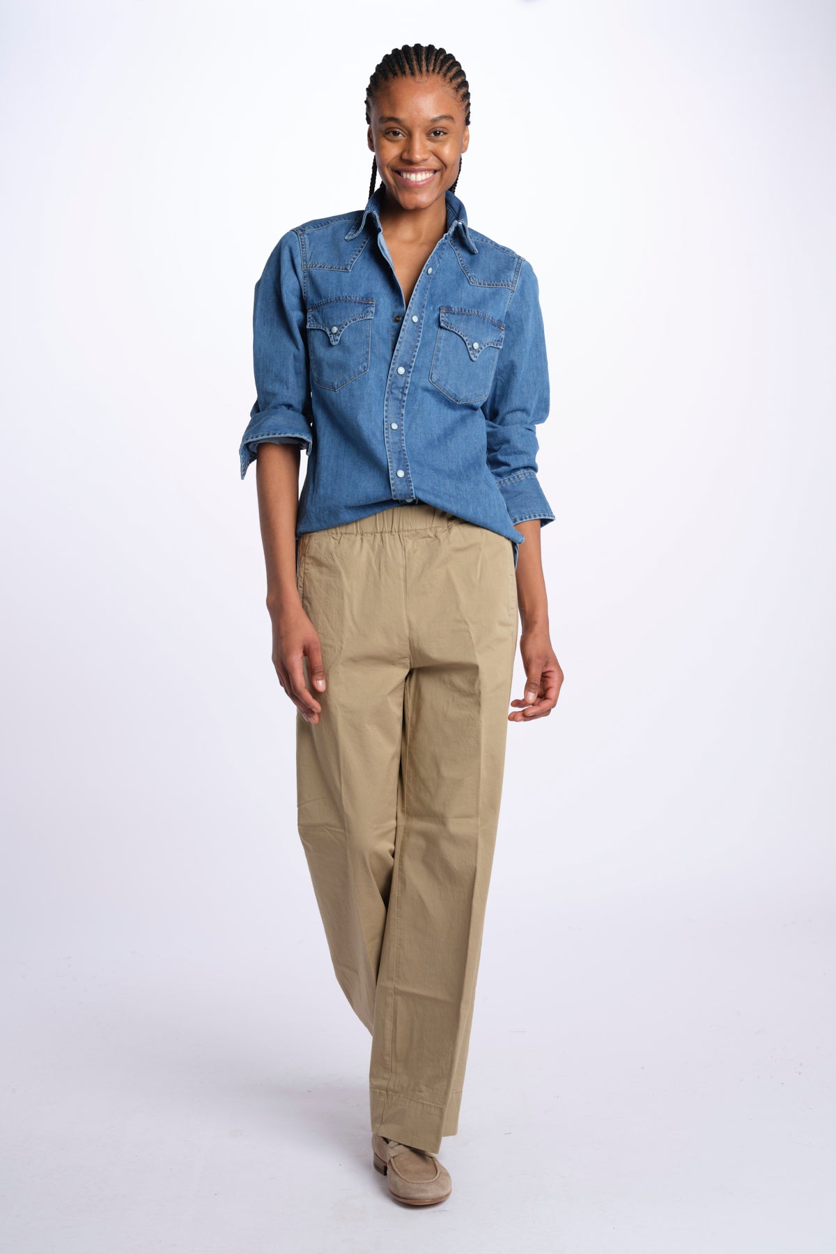 Pantalone PENSIL cotone con elastico PENSIL KHAKI true avenue 