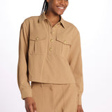 Camicia COLVIN bottoni oro CP3241142 KHAKI veronica beard 